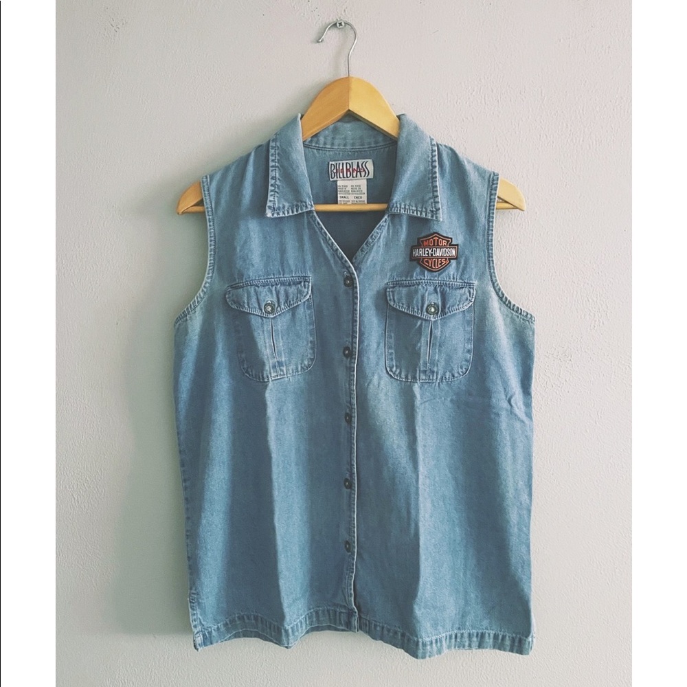 Vintage Harley Davidson Patch Denim Vest